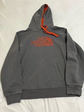 The North Face Men’s Charcoal Hoodie with Orange Logo & Lining Men’s Size L